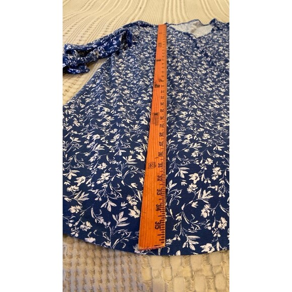 Croft & Barrow Night Gown Pajamas Sz XL Blue  Floral 60% Cotton SOFT + Stretch - Picture 10 of 11